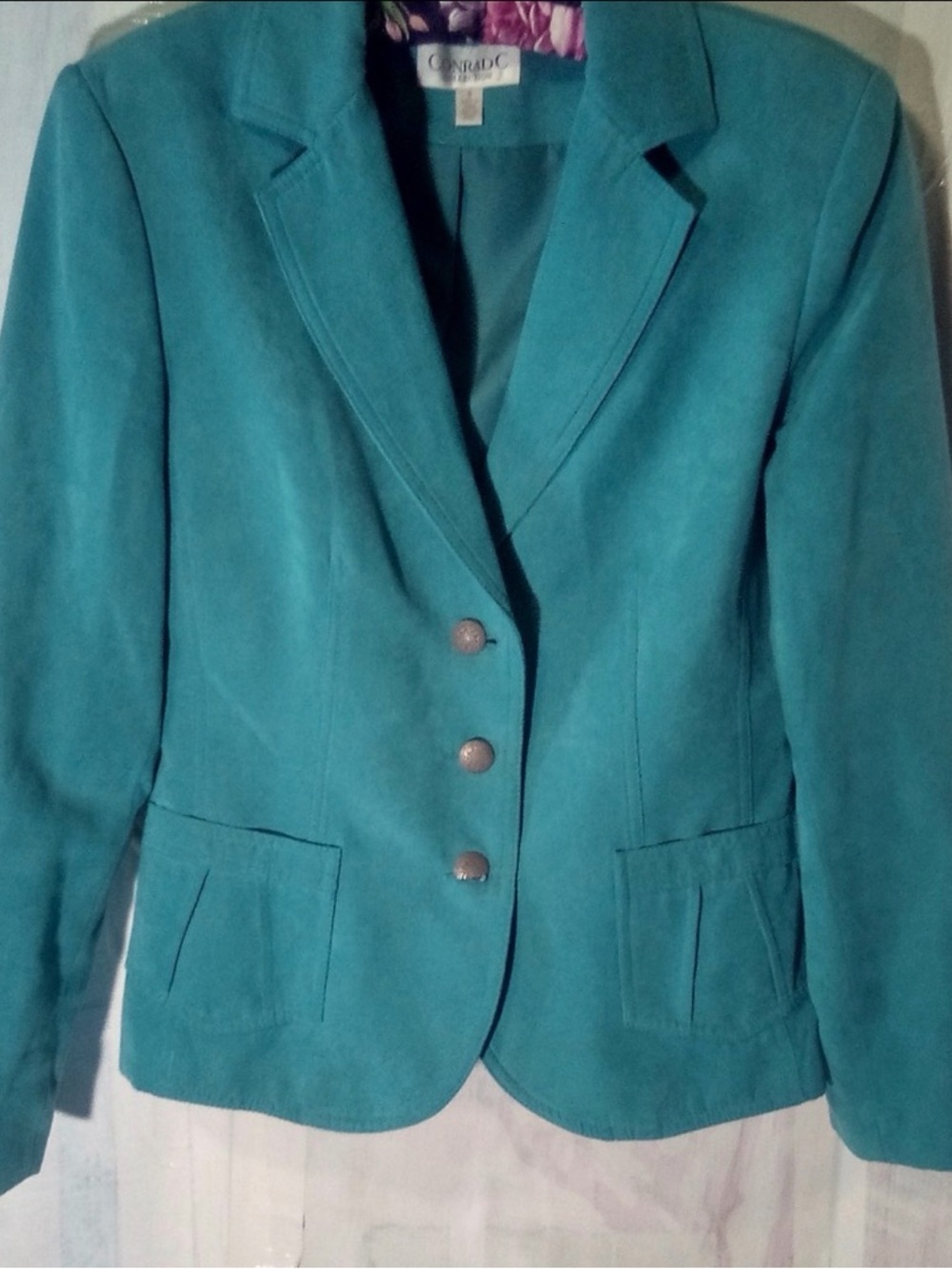 Conrad C Teal Suede Blazer for Women